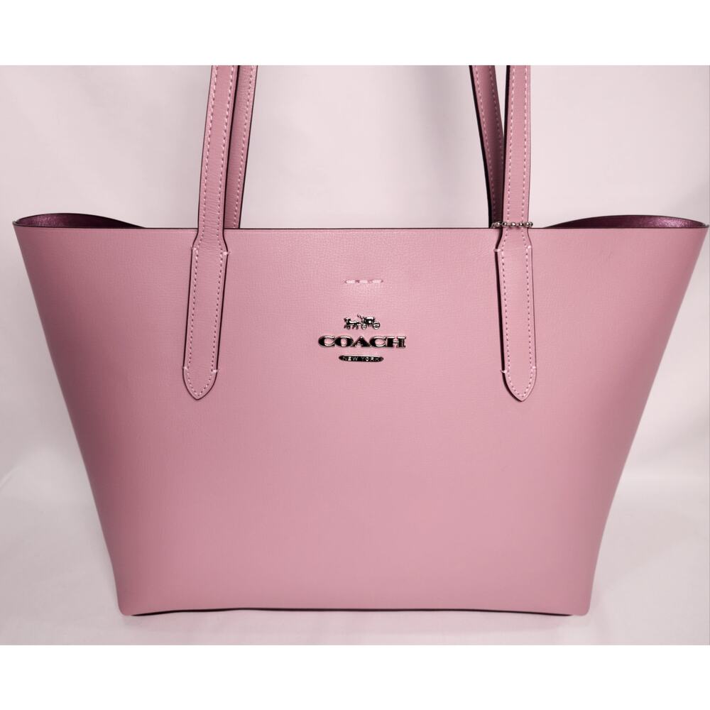 Rare Coach Avenue Metallic Tulip Tote Bag Large Pink Carryall Hologram